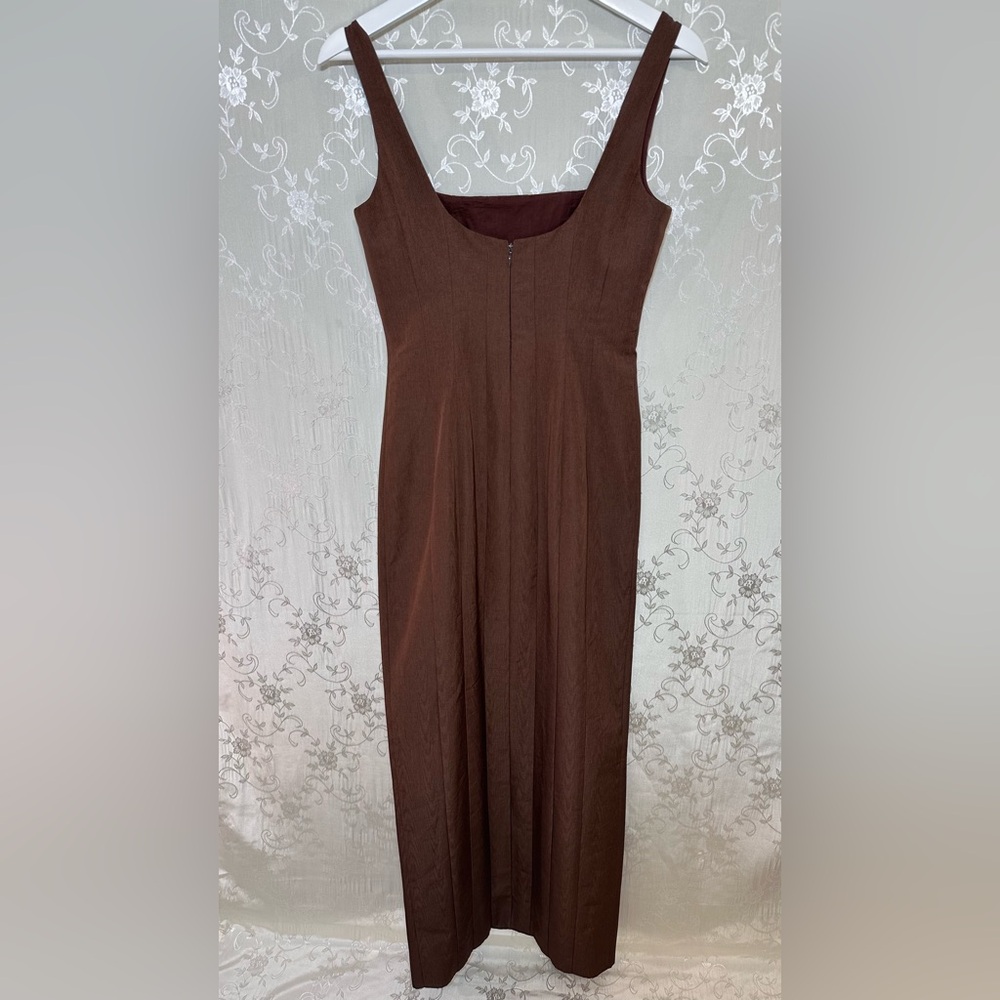 Staud Portrait Maxi Dress Gown Chocolate Brown Size 4 - Picture 7 of 13